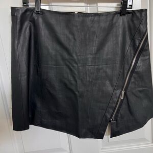 Black Pleather Skirt with Zipper Detail